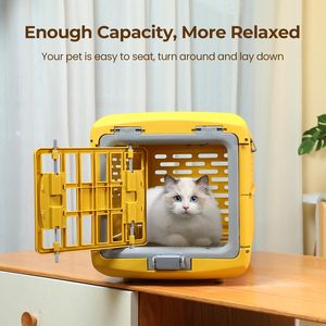 Portable Plastic <strong>Dog</strong> Carrier Cat Cage Foldable <strong>Small</strong> Backpack Button Closure Breathable Pet Case Airline Collapsible <strong>Dog</strong> <strong>Crate</strong> - Product Image 5