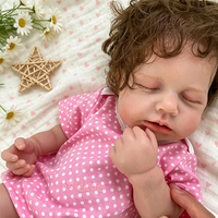 18 Zoll lockiges braunes Haar Reborn Baby Puppe Mädchen mit Schnuller aus massivem Silikon LouLou Squishy Realistische Custom Puppe Geschenk Großhandel