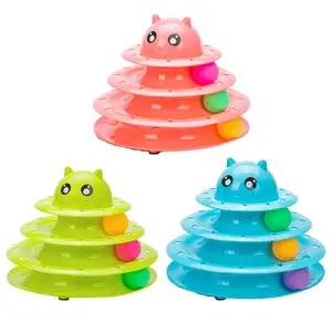Bola de brinquedo interativa para gatos, exercitador de rolo divertido e interativo com 3 bolas coloridas (verde)