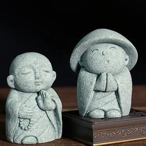 Zen <span class=keywords><strong>Jardin</strong></span> Décor <span class=keywords><strong>Japonais</strong></span> Vert Grès Moine Figurine Fish Tank Aquarium Bonsaï Micro Bouddha Thé Pet Décoration - Product Image 2