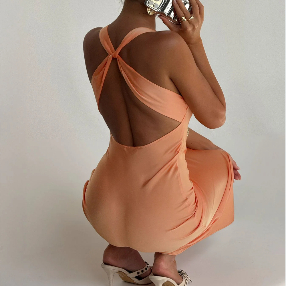 knee length dresses for ladies Peach One Shoulder Ruched Bodycon Midi Dress – AX Paris US main image 0