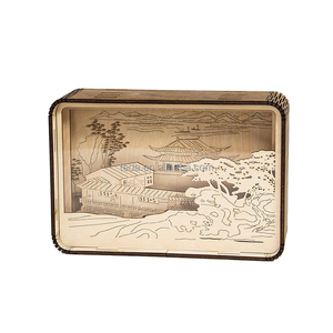 Lámpara de talla de madera con luz y sombra 3D, torre de grúa amarilla, recuerdo turístico, luz nocturna pequeña de madera, regalo Cultural - Product Image 3