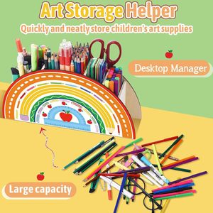 Portapenne in Legno a Forma di Arcobaleno |   Organizzatore per Oggetti Artistici da Scrivania |   Regalo di apprezzamento per insegnanti e decorazione da scrivania per forniture scolastiche - Product Image 5