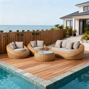 Juego de salón de ratán totalmente tejido europeo Shabby Chic, muebles de exterior de estilo provenzal con mesa ajustable, colores y estilos personalizados - Product Image 2