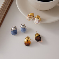 Boucles d'oreilles en résine et acier inoxydable, boucles d'oreilles haut de gamme de niche, manchettes d'oreille en forme de goutte d'eau en acier titane qui ne ternissent pas, boucles d'oreilles tendance