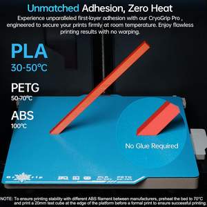 Placa de Construcción Fría de Plástico Biqu Cryogrip Pro Frostbite 257x257mm para Impresión a Temperatura Ambiente en Bambu Lab P1S P1P P2S X1C X1E A1 - Product Image 4