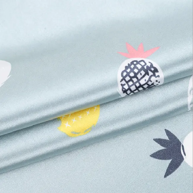 Digital floral Print Shinny Matte Women Sleepwear Lining 90GSM Dress Polyester Spandex Stretch Satin Fabric