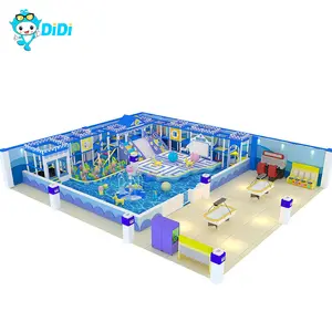 全新设计海洋主题儿童室内游乐场球池双滑蹦床沙坑室内游乐园