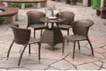 Ensemble de meubles de jardin d'extérieur unique en rotin en forme de trèfle à quatre feuilles, ensemble de table et de chaises de patio, table à café et à collation en rotin avec 4 sièges