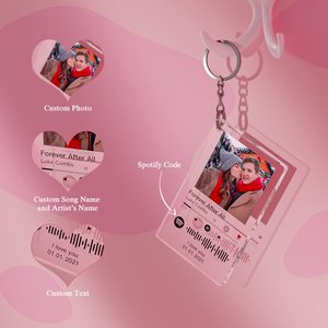 Llavero Personalizado de <span class=keywords><strong>Spotify</strong></span> con <span class=keywords><strong>Foto</strong></span> y Título de Canción, Llavero de Acrílico Personalizado para Parejas, Regalo de Boda y San Valentín - Product Image 2