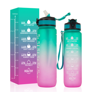 Bouteille d'eau en plastique de motivation de 1000ml pour enfants sans Bpa avec logo personnalisé pour le sport en plein air et la salle de sport - Product Image 1