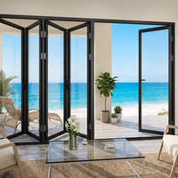Porte pliante en aluminium à usage commercial, grande ouverture, porte accordéon extérieure, porte pliante en aluminium