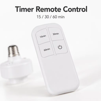 Lampu LED 220V dengan Remote Kontrol Nirkabel, Dudukan Lampu Model Sekrup Bahan PC, Soket E27, Dapat Diredupkan, Saklar Timer, Steker EU, Lampu Malam