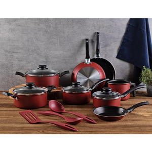 High Quality Water Transfer Printing Design <b>Induction</b> Bottom Non-stick Coating Non-stick Aluminium Cookware Set - Product Image 5