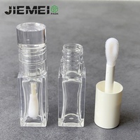 JIE MEI Pack Nouveau Vernis à Ongles en Forme de Bouteille 8ML Or Blanc Transparent Capuchon Carré Brillant à Lèvres Tube PET Lipgloss Container Avec Capuchon Rond