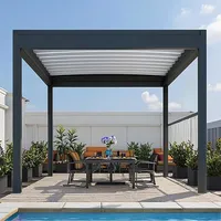 Pergola bioclimatique motorisée en aluminium, à lames orientables, imperméable, avec revêtement en poudre, pour jardin et extérieur