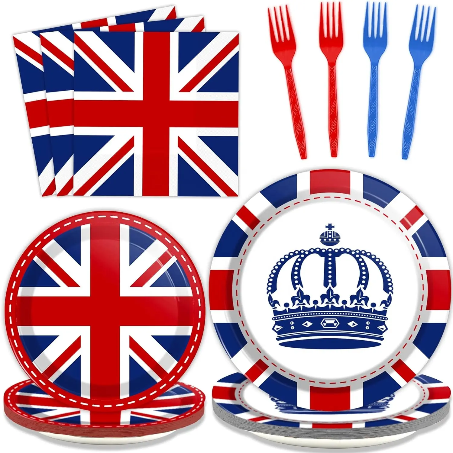96 pièces Grande-Bretagne Royaume-Uni Angleterre Drapeau Fête D'anniversaire Drapeau Britannique Articles De Fête Vaisselle Union Jack Décorations De Fête