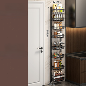 Mutfak ve banyo kapıları için ayrılabilir ayarlanabilir baharat sepetleri ile paslanmaz çelik delgi-Free duvara monte depolama rafı - Product Image 3