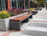 Mobilier urbain personnalisé GRC banc en bois imité béton en fibre de verre pour place publique