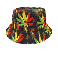 Chapeau Bob Imprimé Motif Tropical Palmier Léopard Rasta Casquette de Pêcheur Streetwear d'Été Festival Unisexe Vente en Gros Personnalisé