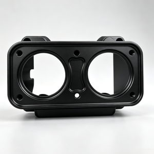 Support de montage / base de boîtier à double alésage en aluminium anodisé noir usiné/moulé CNC de précision sur mesure - Product Image 1