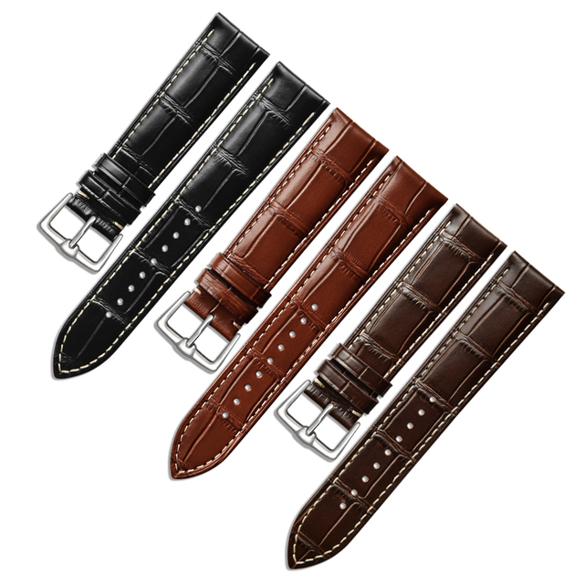 High Quality First Layer Cowhide Bamboo Pattern Genuine Leather Watch Strap Band Factory Sale Soft Adjustable 18mm 20mm 22mm for