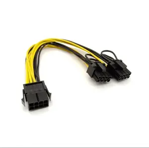 定制16AWG显卡电源电缆PCI E 8Pin 6针至双8针6 + 2针分路器电源电缆，用于计算机电缆RTX3080/3090