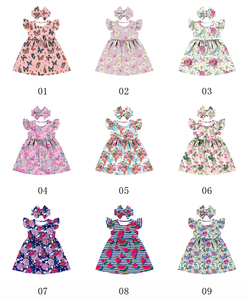 Vestido Floral Azul Marino a Precio Económico para Niña, Vestido de Princesa con Volantes y Mangas Abullonadas para Niñas, Vestido de Fiesta de Verano para Niñas Pequeñas - Product Image 6