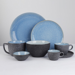 Plato de cena de gres hecho a mano de alta calidad con esmalte de cambio de horno Vajilla de cerámica única - Product Image 1