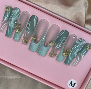 หลายการออกแบบมาใหม่คุณภาพสูงยาว 3D Handmade Salon กดบนเล็บอะคริลิคปลอมเล็บยาว - Product Image 5