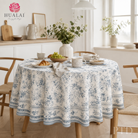 Nappe rectangulaire HuaLai bleue à bordure florale vintage pour restaurant, mariage, banquet, fête, résistante aux plis, vente en gros