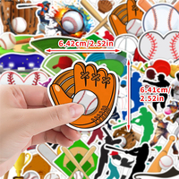 50 autocollants décoratifs imperméables style sport baseball graffiti pour ordinateur, étiquettes créatives pour gobelets d'eau