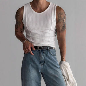 Débardeur homme tricoté rayé, coupe ajustée, style sport décontracté, épaules larges, pour le fitness et le commerce transfrontalier - Product Image 5