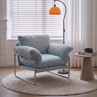 Fauteuils d'appoint durables en plumes de style Bauhaus pour salon, chaise de bureau ergonomique, fauteuil d'appoint individuel en acier inoxydable de style Bauhaus pour hôtel