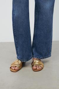 <span class=keywords><strong>Sandali</strong></span> di Lusso Personalizzati con Intreccio in Pelle Dorata per Donne e Signore, Scarpe Piatte alla Moda - Product Image 6