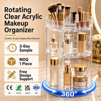 Organisateur de maquillage en acrylique transparent rotatif à 360° de grande capacité avec étagères réglables pour cosmétiques, soins de la peau, parfums, présentoir de vente au détail