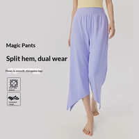Pantalon de yoga ample mi-mollet effet nuage pour femme, taille haute, respirant, en Spandex/Nylon, tombé fluide, style coréen, pour la danse
