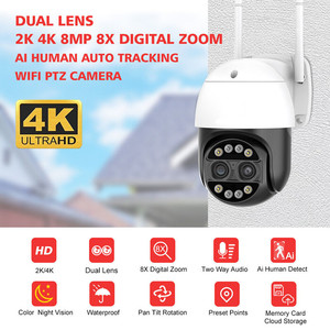 2025 Alta Qualidade 8MP 8X Zoom Lente Dupla 4K Câmera de Segurança <span class=keywords><strong>IP</strong></span> Mini Estilo Visão Noturna Microfone Embutido de Baixa Potência WIFI PTZ Ao Ar Livre