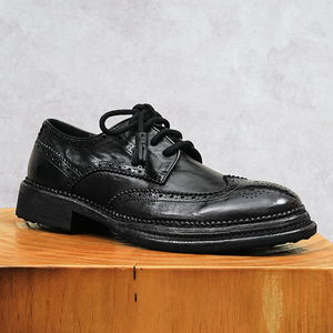 Zapatos de Vestir de Cuero Genuino para <span class=keywords><strong>Hombre</strong></span> con Punta Redonda, de Alta Gama, Hechos a Mano con Suela de Goma Gruesa Goodyear, con Cordones y Diseño Brogue Tallado - Product Image 3