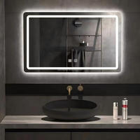 Grand miroir de salle de bain rectangulaire mural moderne, intelligent, tactile, éclairé par LED, écologique, sans cadre