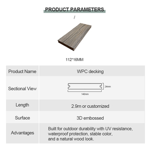 Tarima de WPC para Piscina, Tarima Compuesta para Exteriores, Impermeable, Antideslizante, para Terraza, Patio, Jardín - Product Image 2