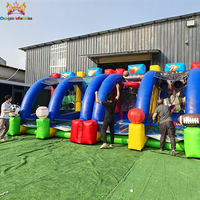 Équipement de parc de jeux gonflables de tir de carnaval 4-en-1 grand format pour adultes - Usage commercial, installation facile, garantie 3 ans