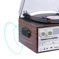 Lecteur de disques vinyles vintage 9 en 1 avec lecteur de CD et cassette, Toca Disco Vinilo Tocadiscos De Vinilo avec USB, cassette et CD
