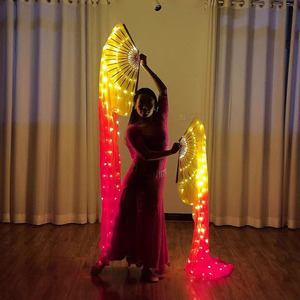 Ventagli di Seta <span class=keywords><strong>LED</strong></span> per Danza, 1 Paio di Accessori Luminosi per Feste, Costumi per Spettacoli, Tema Romantico - Product Image 4