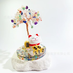 <b>Crystal</b> <b>Tree</b> Lucky Cat Money <b>Tree</b> Desktop Ornament Chinese New Year Gift Natural <b>Crystal</b> Collectible Decor - Product Image 4