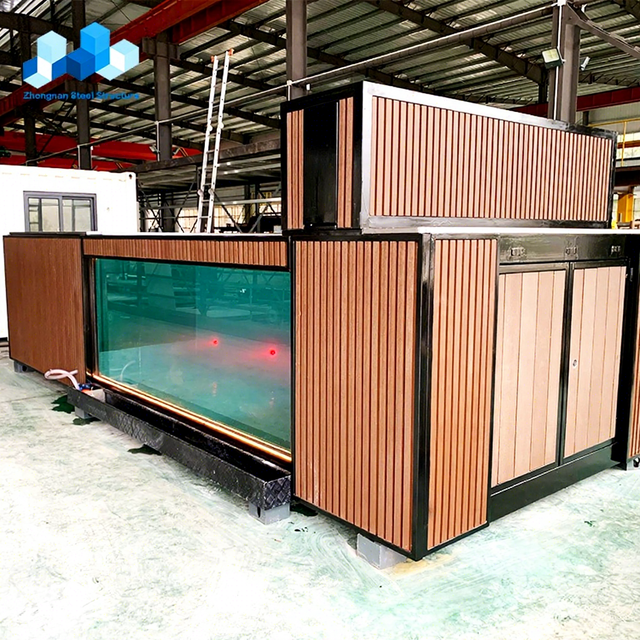 Zhongnan Detachable Custom 20ft 40ft Garden Outdoor Prefab Modular Glass Shipping Swimming Container Pools with Heating System