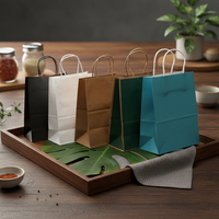 Sac en papier kraft coloré biodégradable, écologique et recyclable, avec logo personnalisé imprimé, pour la livraison de nourriture aux restaurants