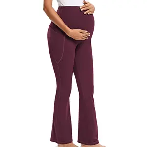 Özel çan alt pantolon iyi streç üzerinde göbek annelik parlama pantolon tayt spor yoga gebelik giysileri kadınlar