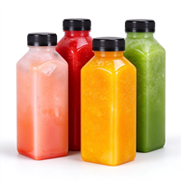 Bouteilles de boisson en plastique vides personnalisées avec logo, sans BPA, de qualité alimentaire, 8 oz, 12 oz, 16 oz, contenants carrés transparents en PET
