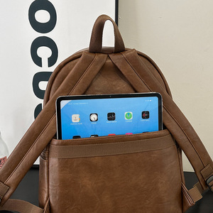 PU Leather New Retro Waterproof Student School <b>Backpack</b> High-capacity Waterproof <b>Backpack</b> for Female High <b>College</b> Students - Product Image 4